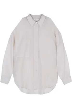 TELA Blouses & Shirts, Dames, Wit, S, Split Pop Shirt
