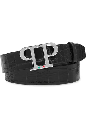 Philipp Plein Accessoires, Heren, Zwart, 105 CM, Leer, Stijlvolle leren riem