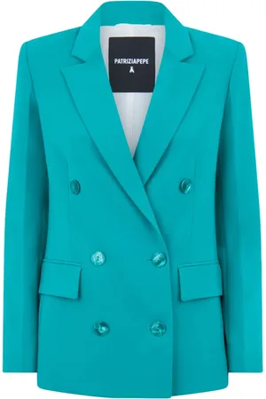 Patrizia Pepe Jassen, Dames, Blauw, M, Polyester, Double-Breasted Blazer met Zakken
