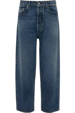 J.W.Anderson Jeans, Heren, Blauw, W33, Katoen, Korte Cropped Jeans met Wijde Pijpen