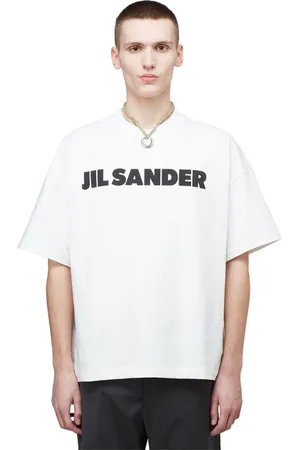 Jil Sander Tops, Heren, Wit, XS, Katoen, Smiley Hotel Print T-shirt