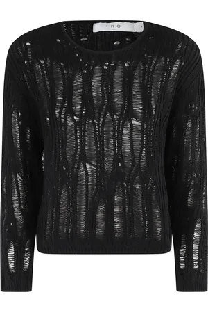 IRO Truien, Dames, Zwart, XS, Katoen, Zwarte Katoenen Geperforeerde Liya Top