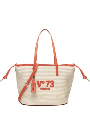 V°73 Tassen, Dames, , ONE Size, Stro Effect Tote Tas met Logo