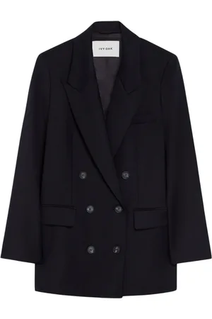 Ivy & Oak Jassen, Dames, Blauw, L, Wol, Double Breasted Boxy Blazer