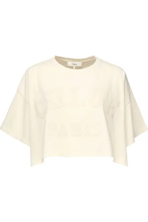 Chloé Tops, Dames, Wit, S, Katoen, Witte Oversized Textuur Top