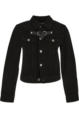 J.W.Anderson Jassen, Dames, Zwart, S, Denim, Zwart Denim Trucker Jacket met Hangslotriem