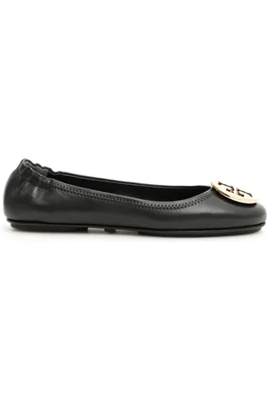 Tory Burch Schoenen, Dames, Zwart, 35 1/2 EU, Leer, Minnie Travel Ballet