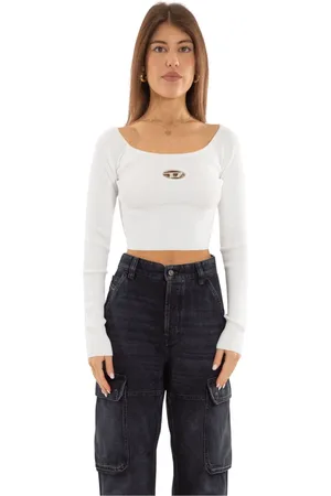 Diesel Tops, Dames, Wit, M, Boot Hals Lange Mouw Top