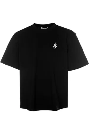 J.W.Anderson Tops, Heren, Zwart, 2Xl, Katoen, Anchor Embroidery T-shirt met korte mouwen