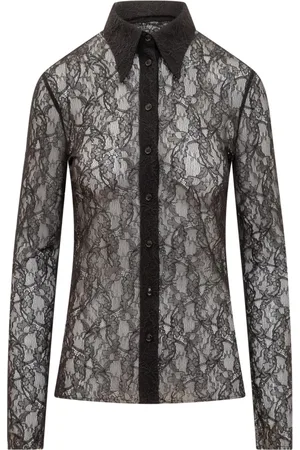 Serafini Blouses & Shirts, Dames, Zwart, L, Zwarte kanten blouse