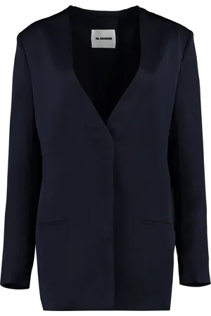 Jil Sander Jassen, Dames, Blauw, M, Tailored jas met zakken aan de voorkant