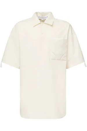 J.W.Anderson Tops, Heren, Wit, S, Satijn, Gewatteerd satijnen polo shirt met zak