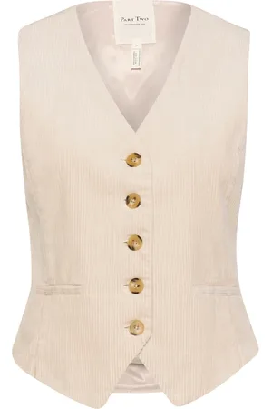 Part Two Jassen, Dames, Bruin, S, Katoen, Klassiek Vest met V-hals en Knopen