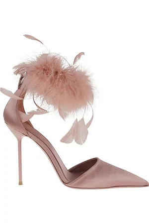 PARIS TEXAS Schoenen, Dames, Roze, 38 EU, Satijn, Schoenen met gevederde enkelbandjes