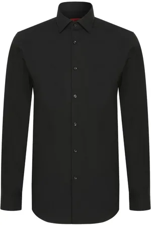 HUGO BOSS Overhemden, Heren, Zwart, S, Katoen, Slim Fit Casual Overhemd