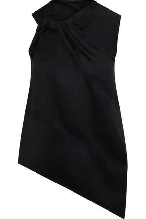 Jil Sander Tops, Dames, Zwart, S, Satijn, Satijnen top met asymmetrische kraag