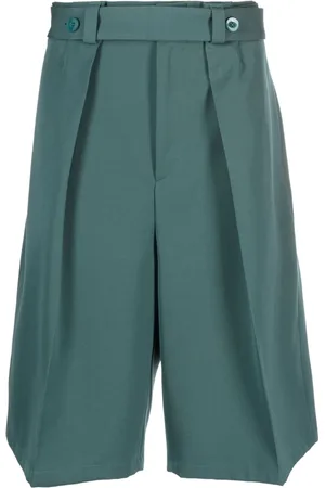Jil Sander Korte broeken, Heren, Groen, S, Wol, Groene Wollen Casual Elegante Lange Shorts