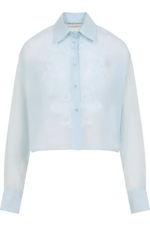 ERMANNO SCERVINO Blouses & Shirts, Dames, Blauw, XS, Stijlvolle Cropped Shirt