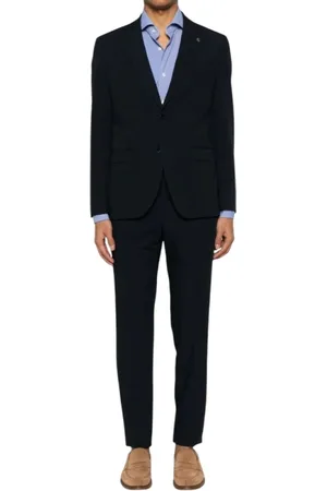 Manuel Ritz Pakken, Heren, Blauw, M, Blauwe Jurk Slim Fit Klassieke Stijl
