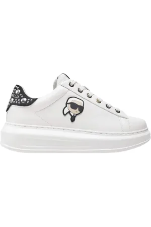 Karl Lagerfeld Schoenen, Dames, Wit, 37 EU, Leer, Kapri NFT Mirror Studs Sneakers