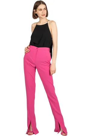Patrizia Pepe Broeken, Dames, Zwart, L, Leer, Slim Fit Broeken