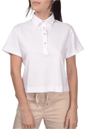 Gran Sasso Tops, Dames, Wit, M, Katoen, Polo Shirts