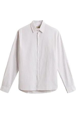 Woolrich Overhemden, Heren, , S, Gestreept klassiek shirt met logodetail