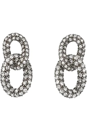 Isabel Marant Accessoires, Dames, Grijs, ONE Size, Double Hoop Kristallen Oorbellen