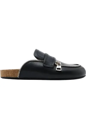 J.W.Anderson Schoenen, Dames, Zwart, 38 EU, Leer, Zwarte leren biker loafer muilezels