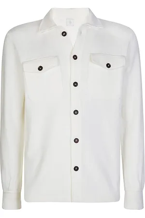 ELEVENTY Truien, Heren, Wit, L, Kasjmier, Cashmere Over Shirt