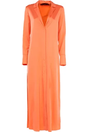 Patrizia Pepe Kleedjes, Dames, Oranje, S, Maxi-jurk met lange mouwen
