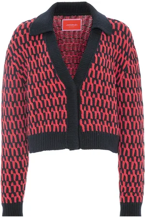 La DoubleJ Truien, Dames, Blauw, L, Katoen, Tweekleurig Retro Vest