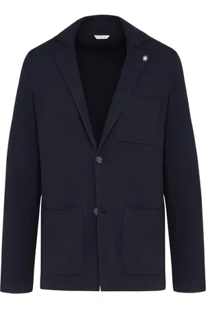 Manuel Ritz Jassen, Heren, Blauw, XL, Blauwe Sweater Jas Revers Zakken