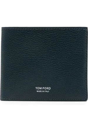 Tom Ford Accessoires, Heren, Blauw, ONE Size, Leer, Genarfd Leder Klassieke Bifold Portemonnee