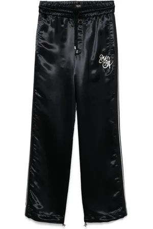 AMIRI Broeken, Heren, Zwart, L, Zwarte Trekkoordbroek Zijstreepdetails