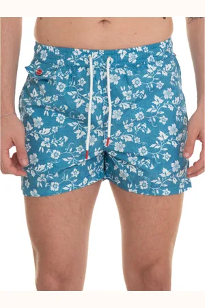Kiton Badkleding, Heren, Veelkleurig, M, Polyester, Boardshort met bladprint en stretch tailleband