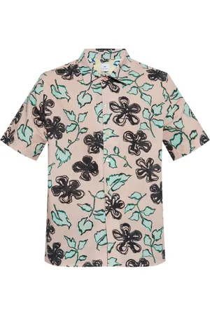 Paul Smith Overhemden, Heren, Veelkleurig, L, Roze Bloemenprint Korte Mouw Overhemd