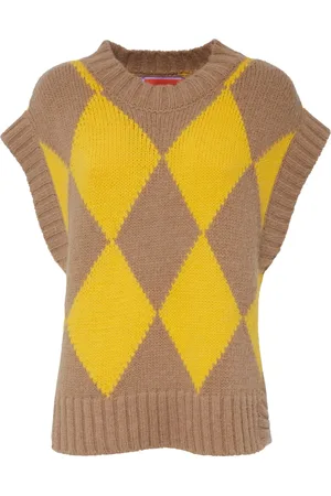 La DoubleJ Tops, Dames, Geel, XS, Wol, Argyle Gilet