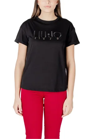 Liu Jo Tops, Dames, Zwart, S, Katoen, Zwarte Katoenen T-shirt