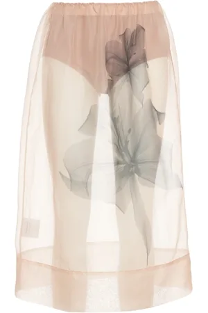 Herskind Rokken, Dames, Roze, S, Bloemen Zijden Midi Rok Kira