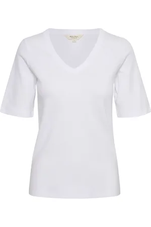 Part Two Tops, Dames, Wit, 2Xl, Katoen, Katoenen T-shirt met V-hals