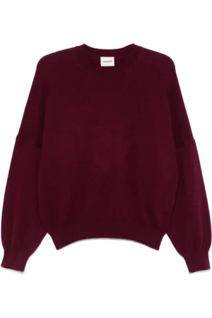 Khaite Truien, Dames, Rood, S, Kasjmier, Aubergine Trui met Ronde Hals