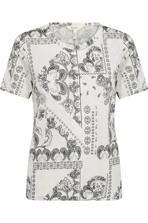 Part Two Tops, Dames, Wit, M, Katoen, Neutral Graphic Paisley T-Shirt