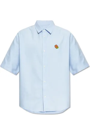 Kenzo Overhemden, Heren, Blauw, XL, Katoen, Short Sleeve Shirt