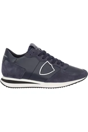 Philippe model Schoenen, Dames, Blauw, 37 EU, Leer, Trendy leren vetersneakers