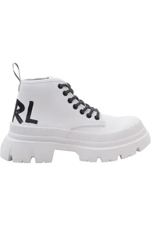 Karl Lagerfeld Schoenen, Dames, Wit, 39 EU, Leer, Trekka Max veterlaarzen
