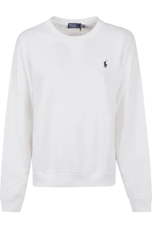 Ralph Lauren Sweatshirts & Hoodies, Dames, Wit, L, Katoen, Geborduurde Pony Long Sleeve Sweatshirt