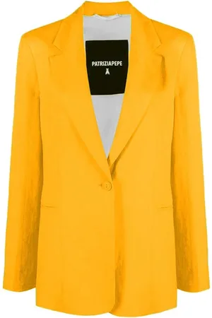 Patrizia Pepe Jassen, Dames, Oranje, L, Linnen, Viscosemix Blazer met Taillelint
