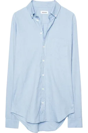 Zadig & Voltaire Overhemden, Heren, Blauw, 4Xl, Katoen, Chambray Overhemd met Parelmoeren Knopen