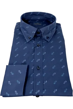 Paul & Shark Overhemden, Heren, Blauw, XL, Katoen, Cotton Poplin Overhemd